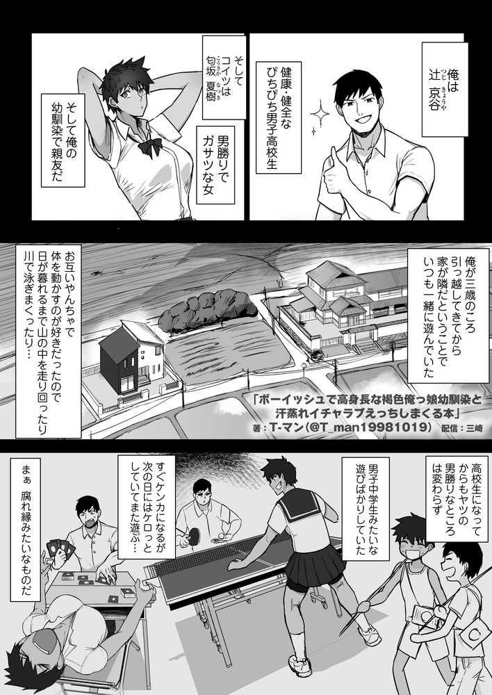 ボーイッシュで高身長な褐色俺っ娘幼馴染と汗蒸れイチャラブえっちしまくる本【三崎】 (p2)