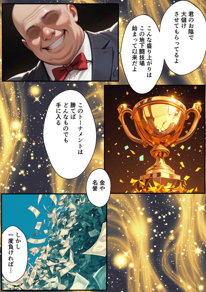 地下闘技場で格闘家が敗北してチン媚奴●になる話