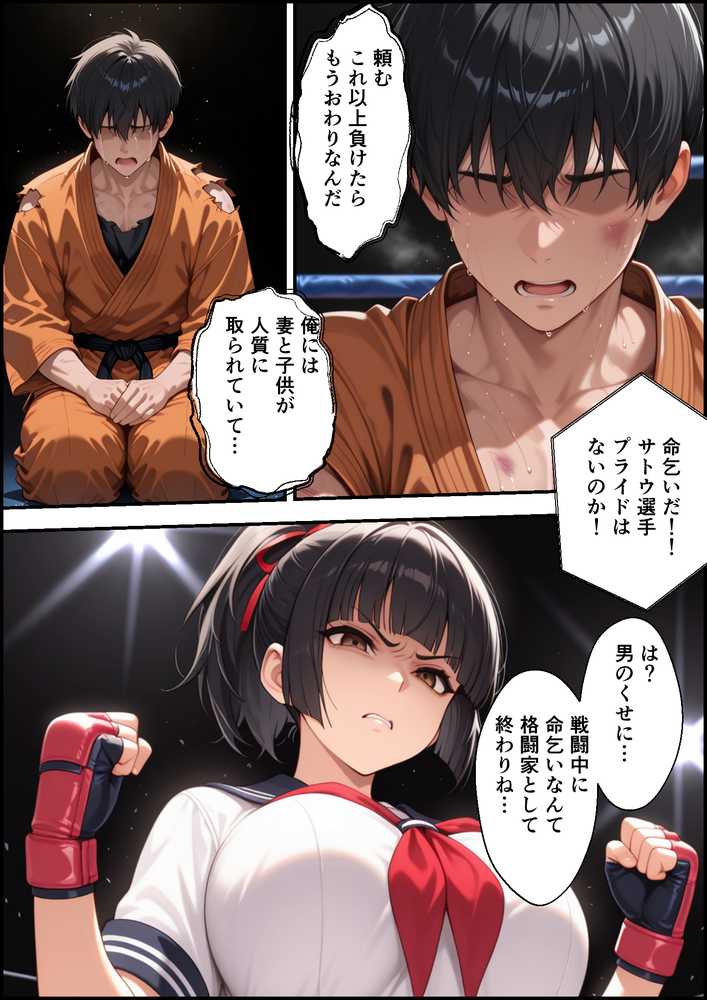 地下闘技場で格闘家が敗北してチン媚奴●になる話