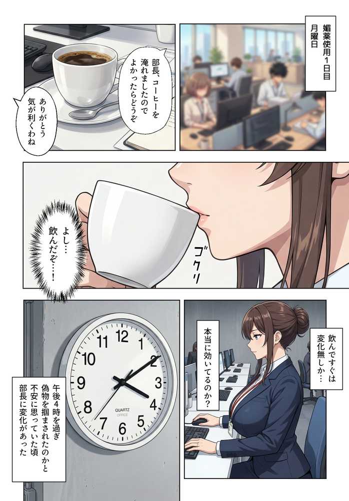人妻女上司（39）に毎日一滴だけ媚薬を盛ってみた【ベビーリーフ工房】 (p3)